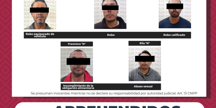APREHENDE PGJE A 5 HOMBRES POR DIVERSOS DELITOS