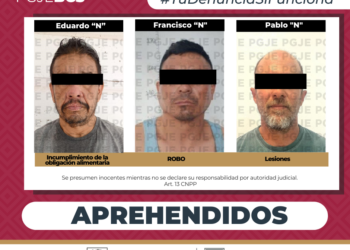 APREHENDE PGJE A 3 PERSONAS POR DIVERSOS DELITOS