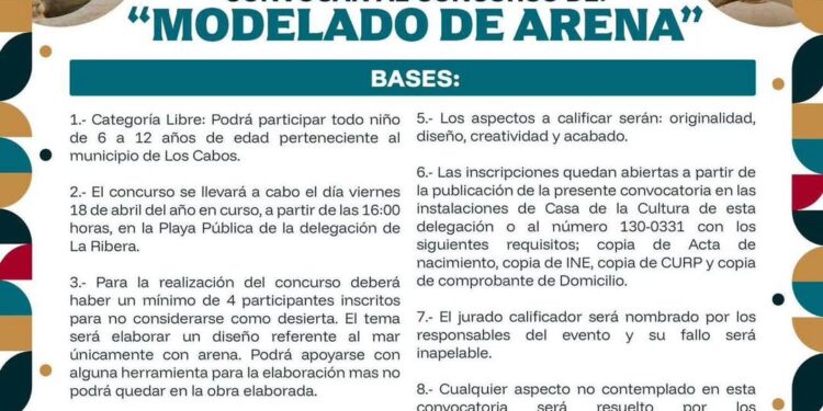 Invitan a participar en el concurso infantil “Modelado de Arena” en La Ribera