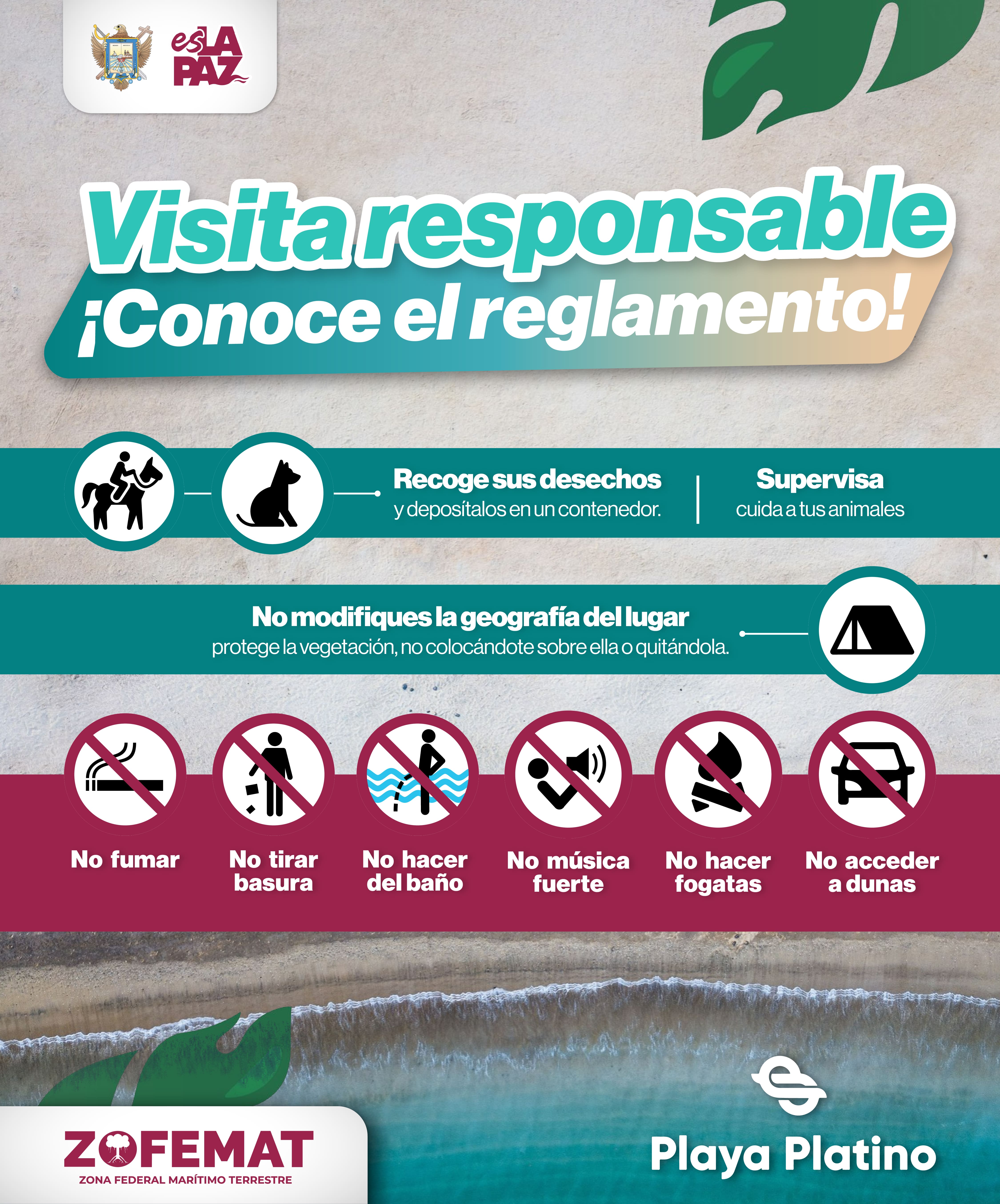 Invita ZOFEMAT La Paz a cuidar de las playas y respetar el entorno ecológico