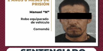 OBTIENE SENTENCIA DE 2 AÑOS 8 MESES DE PRISIÓN PARA CULPABLE DE ROBO EQUIPARADO DE VEHÍCULO EN COMONDÚ