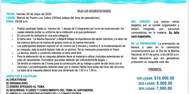 Convocan a la comunidad estudiantil a participar en el Concurso Municipal de Maquetas por el Día de la Marina Nacional