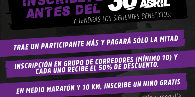 Ofrecen descuentos en la inscripción anticipada al Medio Maratón Costero
