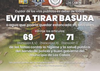 Hasta 33 mil pesos de multa por arrojar basura en vía pública de Los Cabos