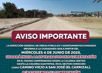 Anuncian cierre temporal de calle Camino Viejo a San José por trabajos de pavimentación 