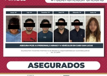 Asegura PGJE a 6 personas, 5 armas y 4 vehículos en Cabo San Lucas