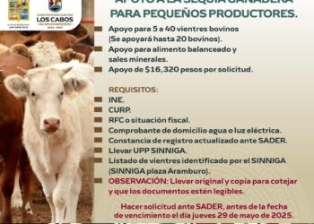 Invitan a ganaderos de Los Cabos a inscribirse en programa de apoyo por sequía  