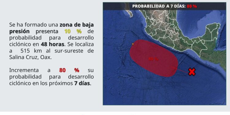Monitorea Protección Civil Los Cabos zona de baja presión en el Pacífico