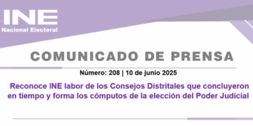 Reconoce INE labor de los Consejos Distritales que concluyeron en tiempo y forma los cómputos de la elección del Poder Judicial