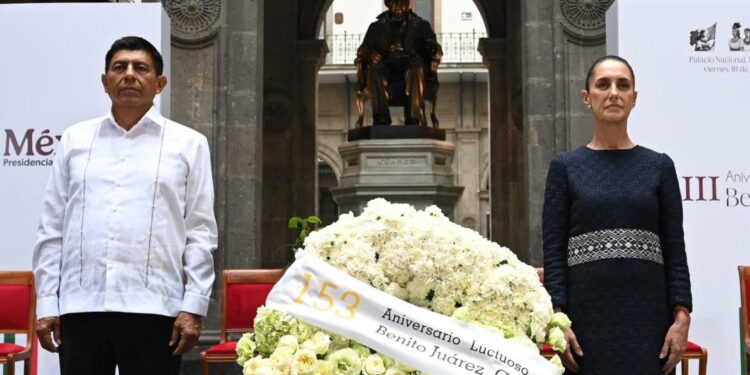 PRESIDENTA CLAUDIA SHEINBAUM ENCABEZA CONMEMORACIÓN DEL 153 ANIVERSARIO LUCTUOSO DE BENITO JUÁREZ