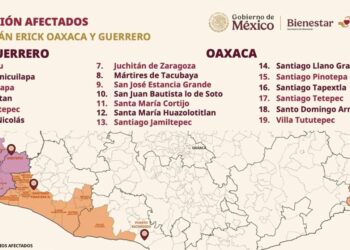 EN GUERRERO Y OAXACA SE HAN APOYADO A 59 MIL 519 FAMILIAS TRAS EL PASO DEL HURACÁN ERICK