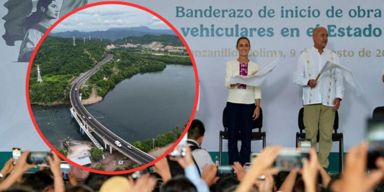 PRESIDENTA CLAUDIA SHEINBAUM DA BANDERAZO DE SALIDA A LA CONSTRUCCIÓN DE PUENTES VEHICULARES EN COLIMA