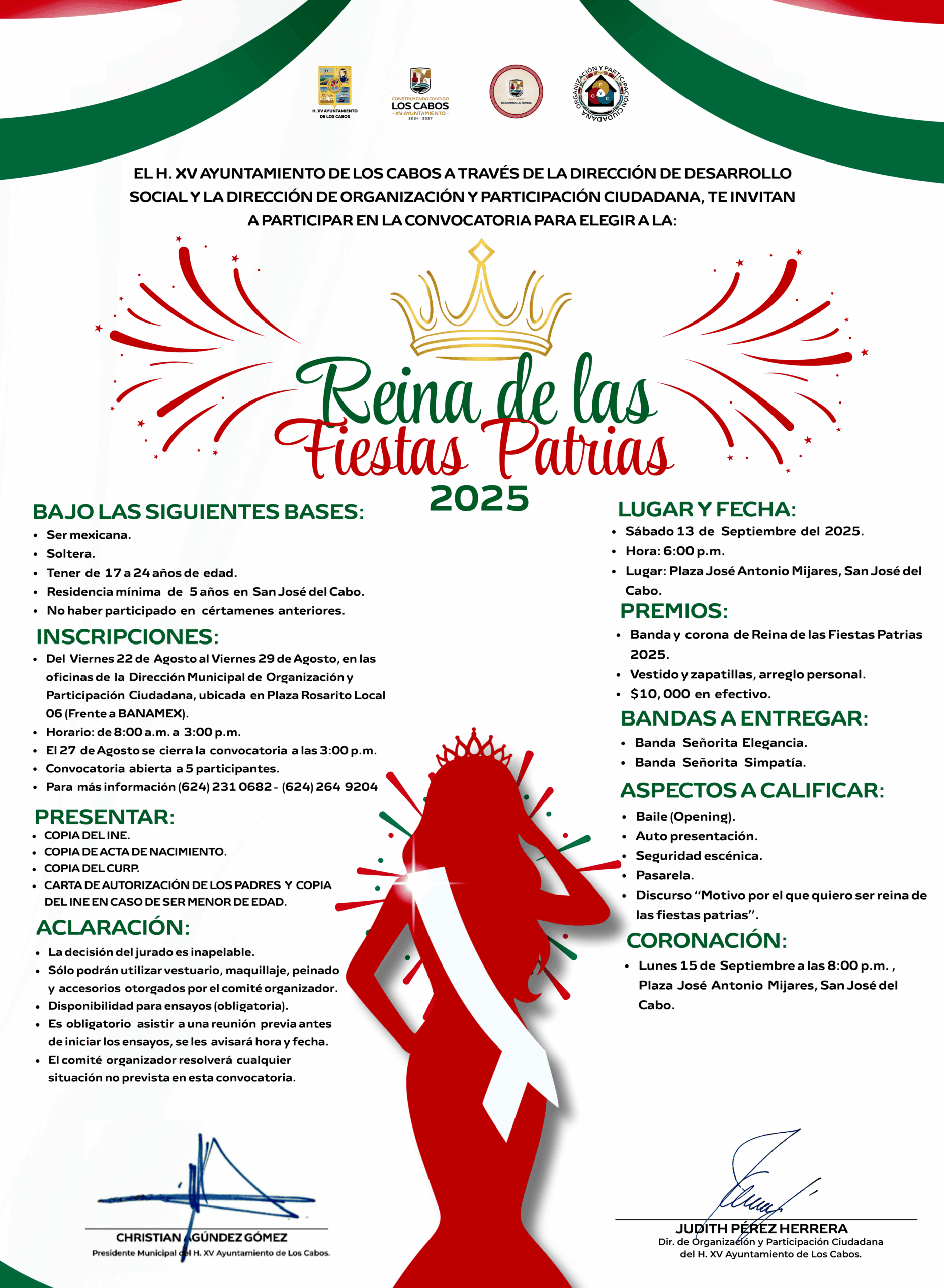 Abren inscripciones para elección de la Reina de las Fiestas Patrias 2025 en San José del Cabo