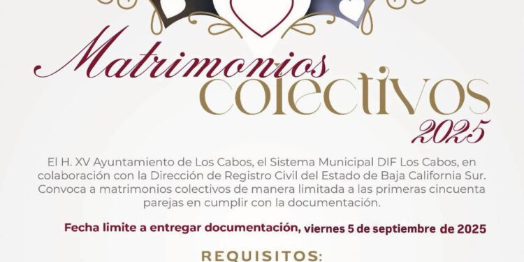 DIF Los Cabos inicia registro de parejas para Matrominios Colectivos 2025