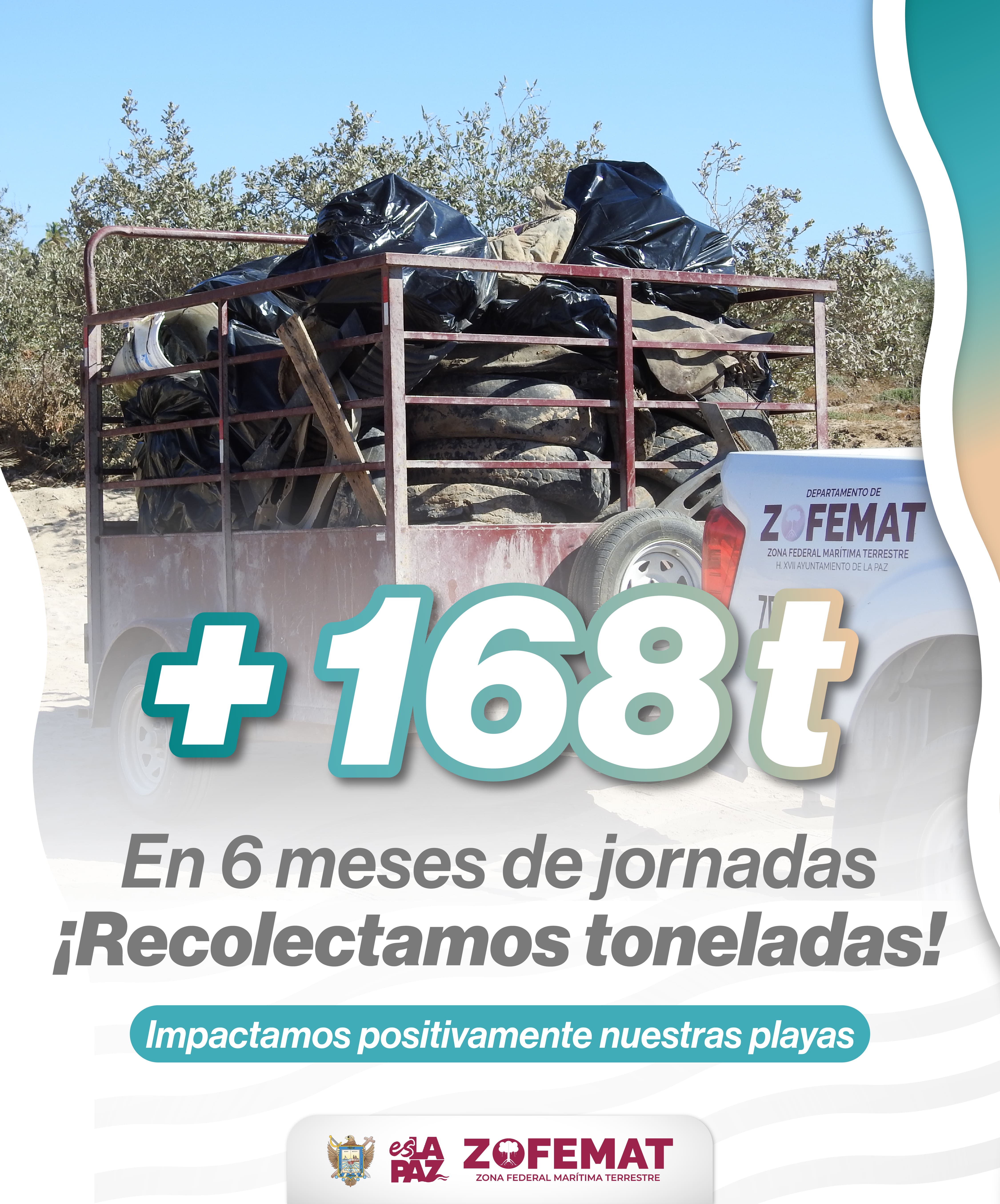 Recolectan más de 168 toneladas de residuos en costas de La Paz durante el primer semestre del año