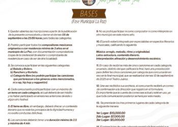 Abren convocatoria del Festival Sudcaliforniano de la Canción en su fase municipal La Paz