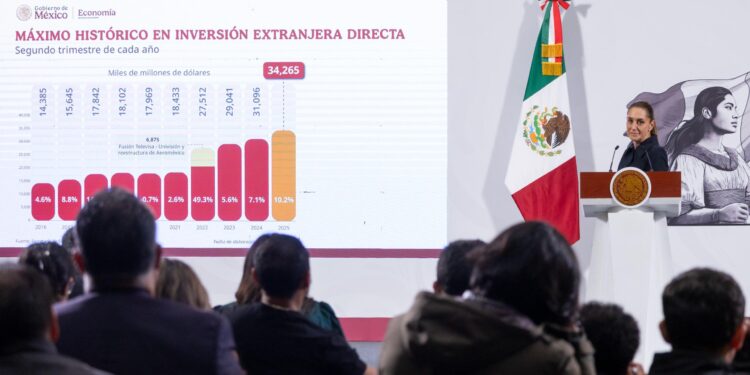 PRESIDENTA CLAUDIA SHEINBAUM DESTACA HISTÓRICA INVERSIÓN EXTRANJERA DIRECTA: “NI LOS ARANCELES PUDIERON CON LA ECONOMÍA MEXICANA”