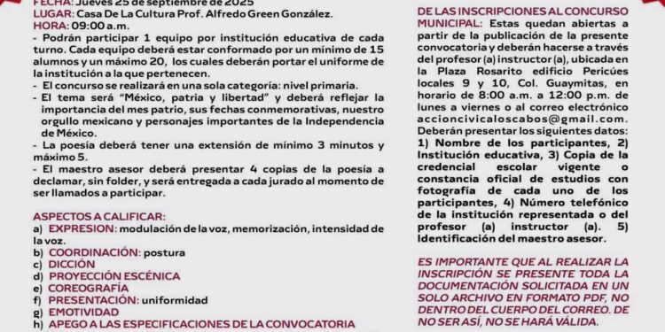 Promueve Ayuntamiento de Los Cabos actividades conmemorativas por el Mes Patrio