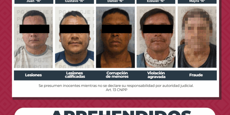 APREHENDE PGJE A 5 PERSONAS POR DIVERSOS DELITOS
