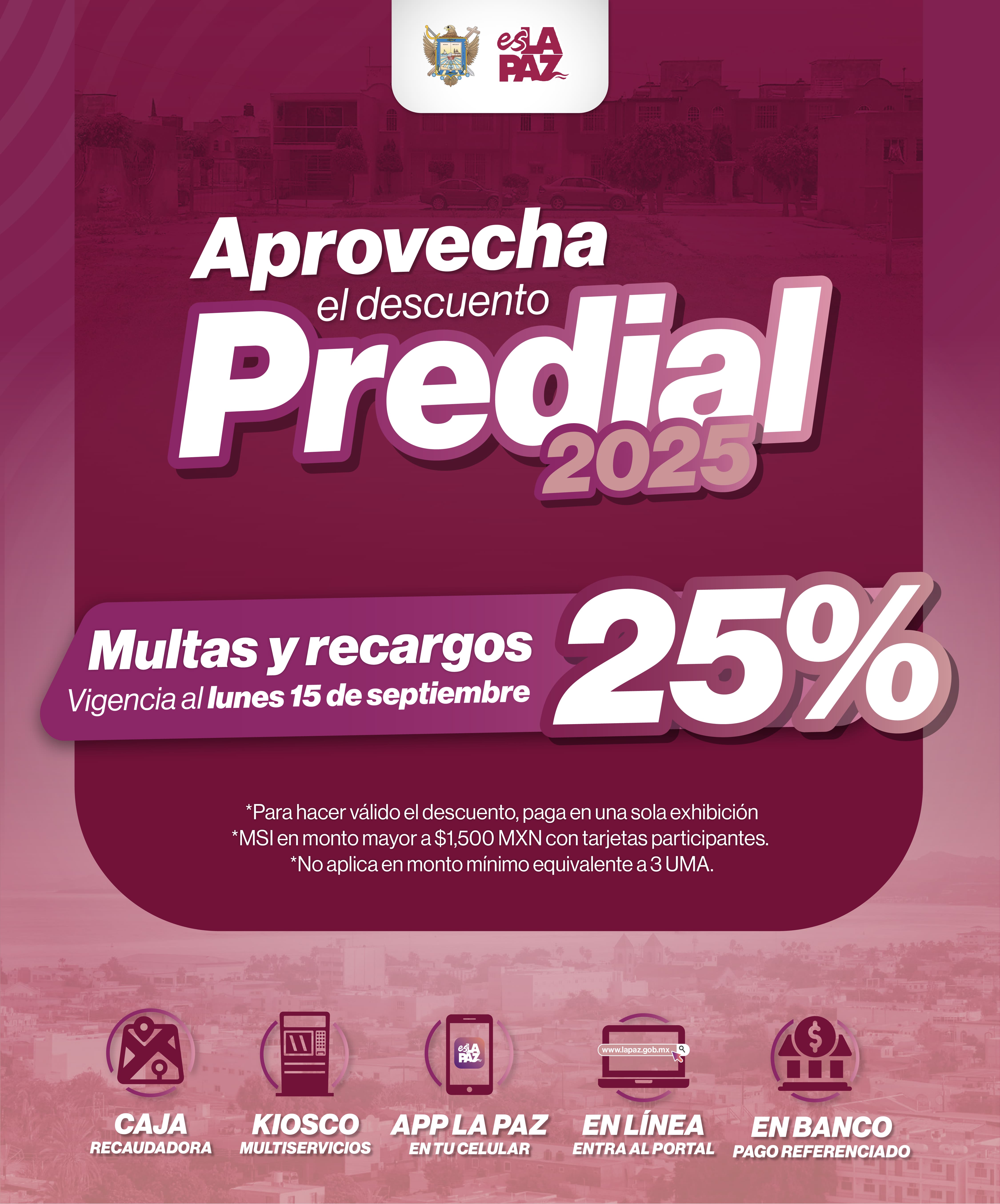 Aprovecha últimos días del 25% de descuento en multas y recargos del predial
