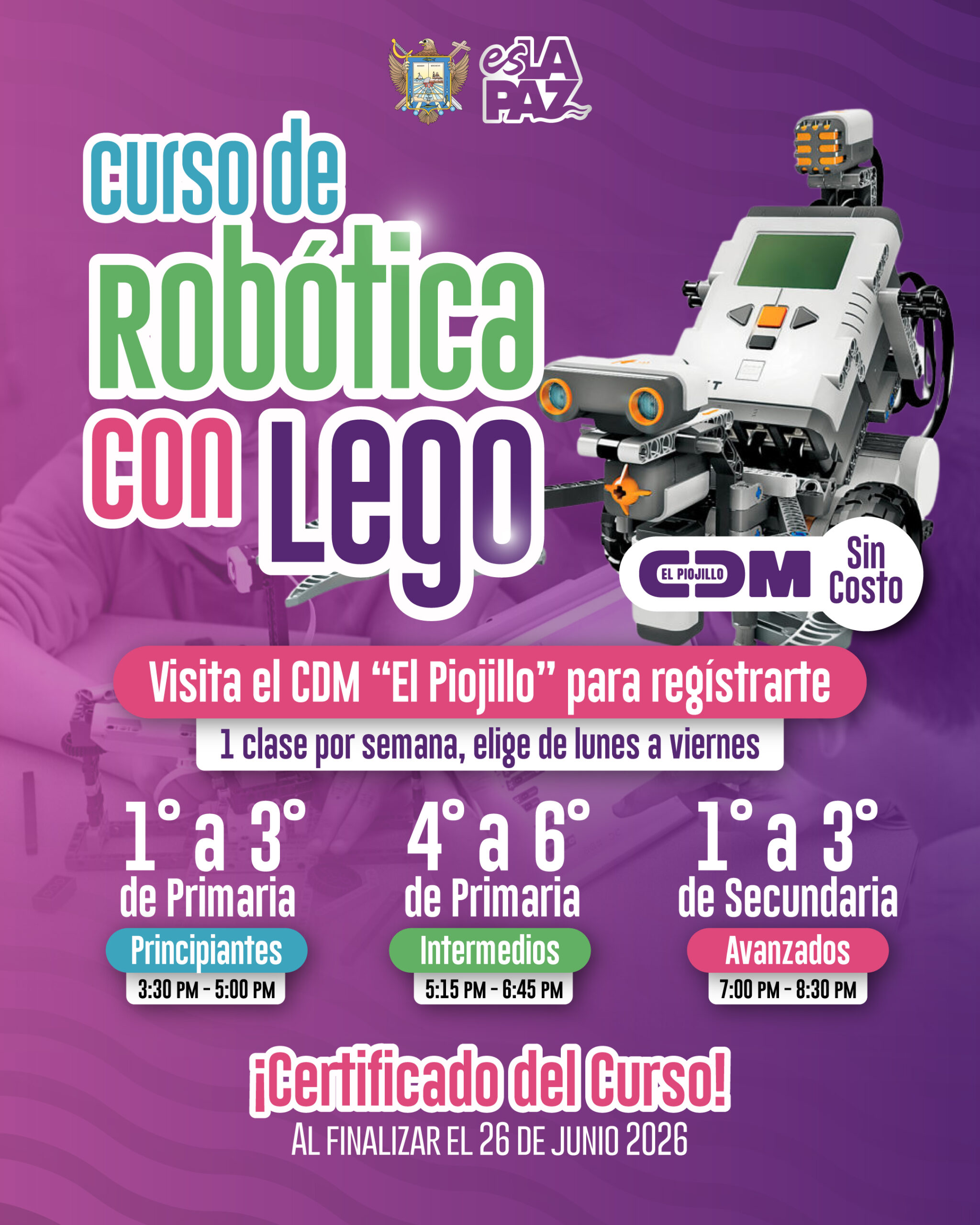 Ayuntamiento de La Paz invita a los cursos gratuitos de robótica en el CDM “El Piojillo”