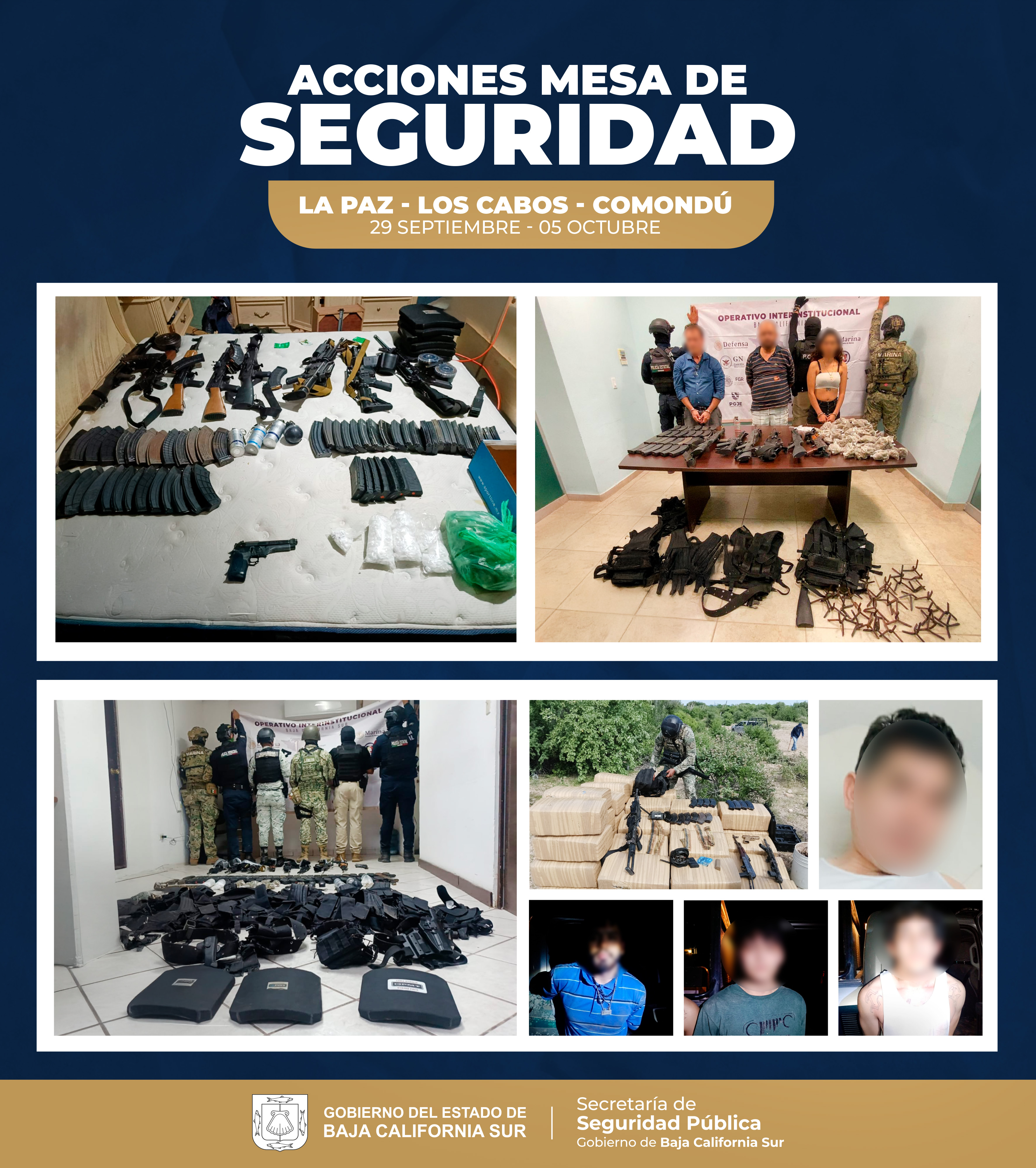 Mesa Estatal de Seguridad informa acciones realizadas del 29 de septiembre al 5 de octubre