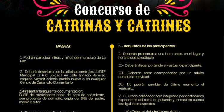 Invita DIF La Paz a participar en el Concurso Infantil de Catrinas y Catrines