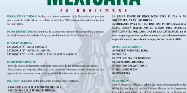 Convocan al Concurso Municipal de Oratoria “Revolución Mexicana 2025” en Los Cabos