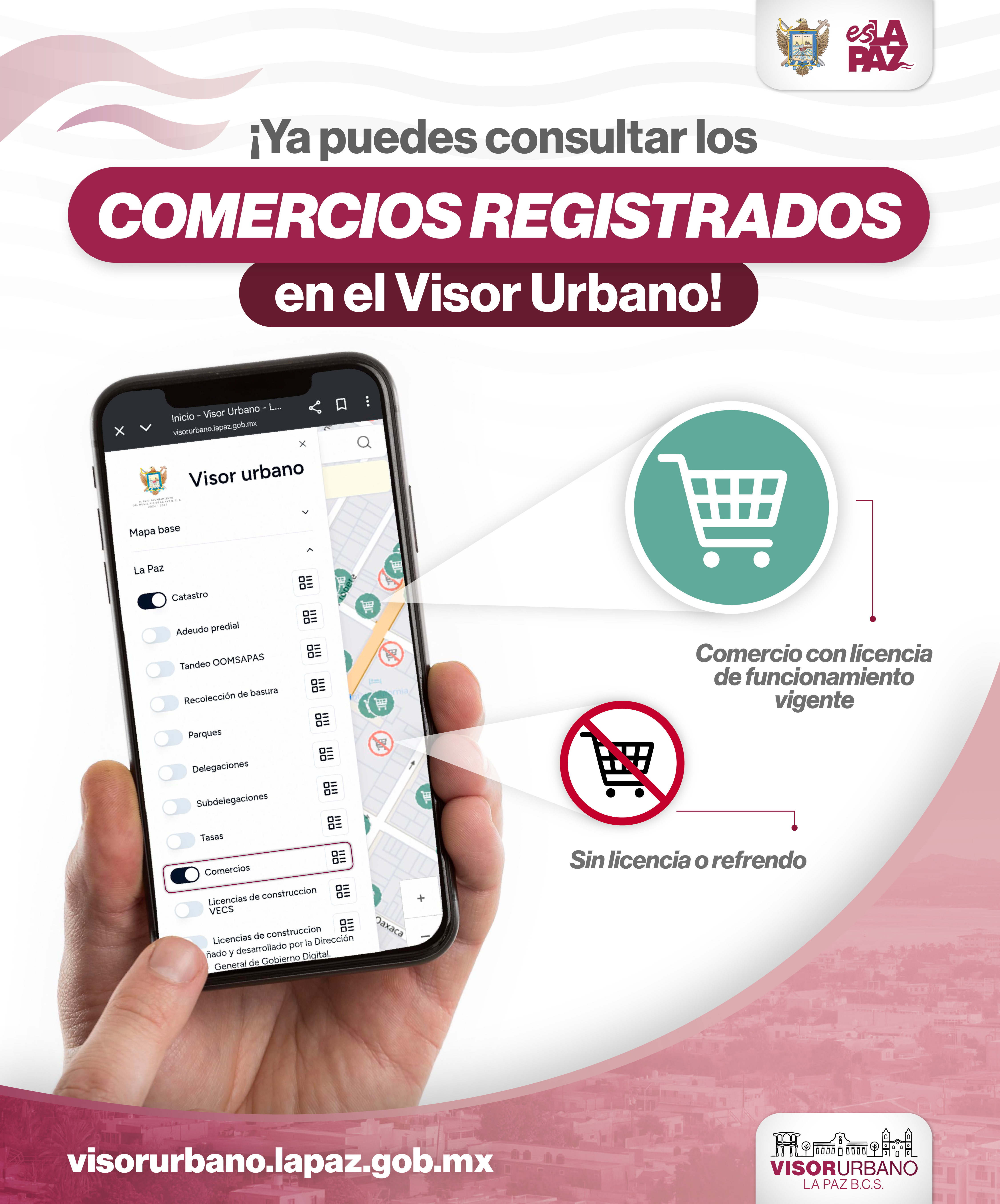 Integra Ayuntamiento de La Paz al sector comercial en la plataforma Visor Urbano