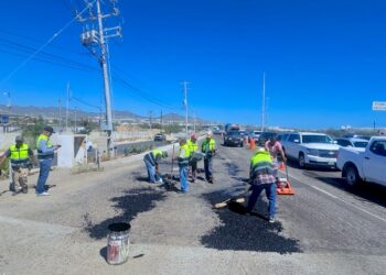 Con el programa “Caza Baches” se realizan trabajos sobre carretera Transpeninsular en Cabo San Lucas