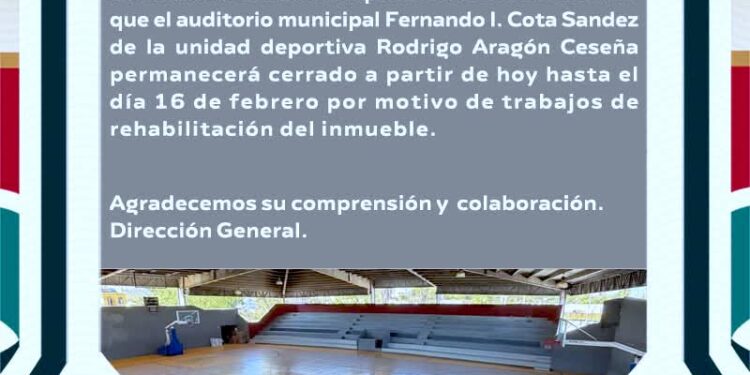 Por trabajos de rehabilitación, Auditorio Municipal de San José del Cabo permanecerá cerrado del 10 al 16 de febrero