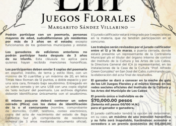 Invitan a participar en el Concurso de Poemarios de los LIII Juegos Florales “Margarito Sández Villarino”