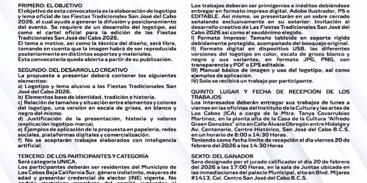 Lanzan convocatoria para diseñar el logotipo de las Fiestas Tradicionales San José del Cabo 2026
