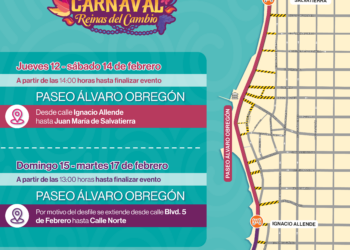 Anuncian cierres a la circulación con motivo del Carnaval La Paz 2026 ‘‘Reinas del Cambio’’