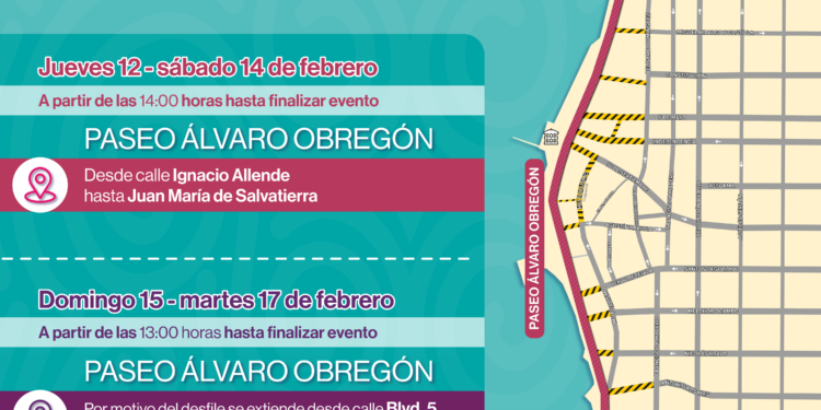 Anuncian cierres a la circulación con motivo del Carnaval La Paz 2026 ‘‘Reinas del Cambio’’