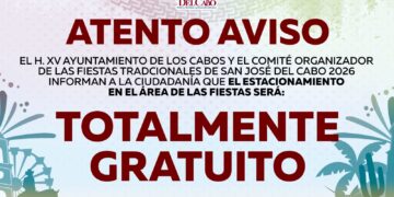 Determina el Comité Organizador que el estacionamiento de las Fiestas Tradicionales San José del Cabo 2026 es gratuito 