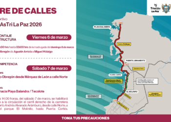 Cierre vial del malecón hasta playa Balandra por Triatlón “AsTri La Paz”