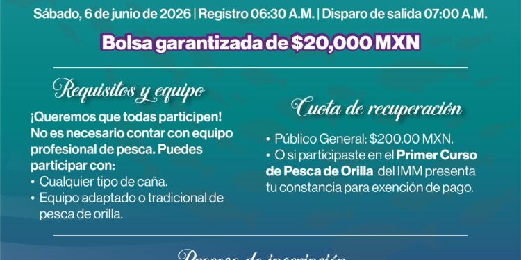 Continúan abiertas inscripciones del Torneo de Pesca de Orilla para Mujeres “Marea Violeta”