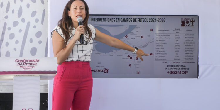 Invierte Gobierno de Milena Quiroga más de 36 millones de pesos en la transformación de campos de fútbol en La Paz