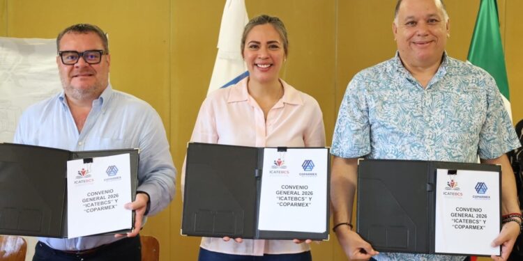 Firma ICATEBCS convenio con COPARMEX para fortalecer competencias laborales