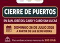 Anuncian cierre de puertos en Los Cabos a partir de las 22:00 horas por efectos del huracán Genevieve