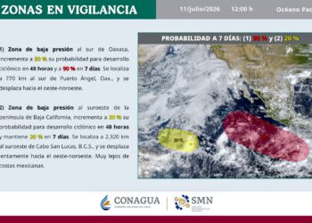 Gobierno de Los Cabos mantiene monitoreo permanente de dos zonas de baja presión en el Pacífico Mexicano