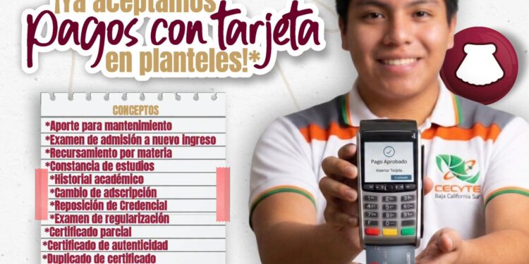 Implementa CECyTE pago con tarjeta en 16 centros educativos de BCS