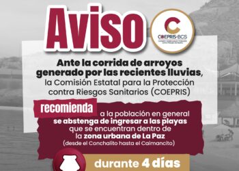 Recomienda COEPRIS evitar ingreso a playas de La Paz tras lluvias registradas