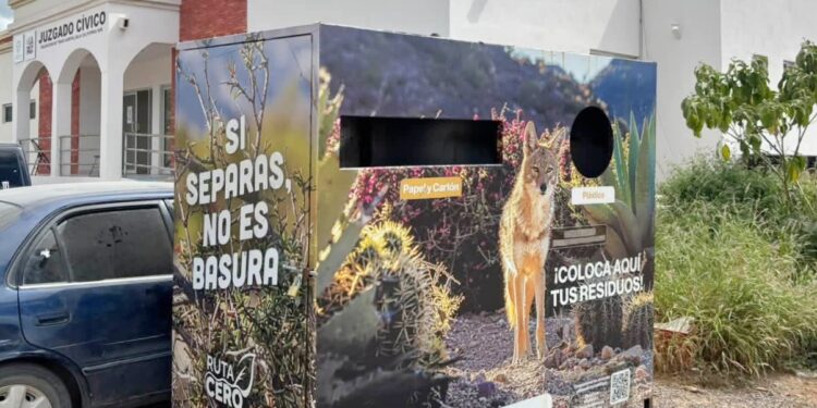 Ayuntamiento de La Paz reinstala contenedor de reciclaje en Todos Santos
