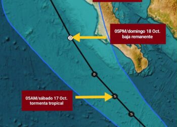 Simon se degrada a tormenta tropical; se localiza a 445 km de Cabo San Lucas