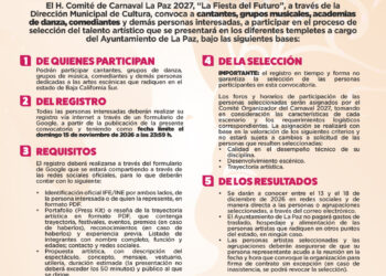Abre Carnaval La Paz 2027 convocatoria para artistas y talento local